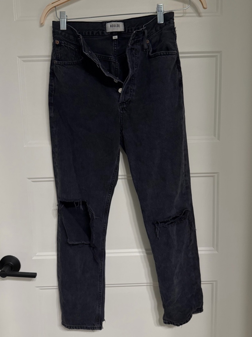Agolde Washed Black Button slim straight leg Jean (Riley)